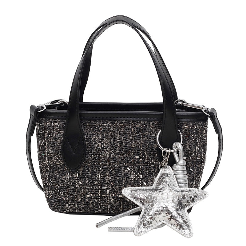 Women's mini handbag with sparkling star pendant