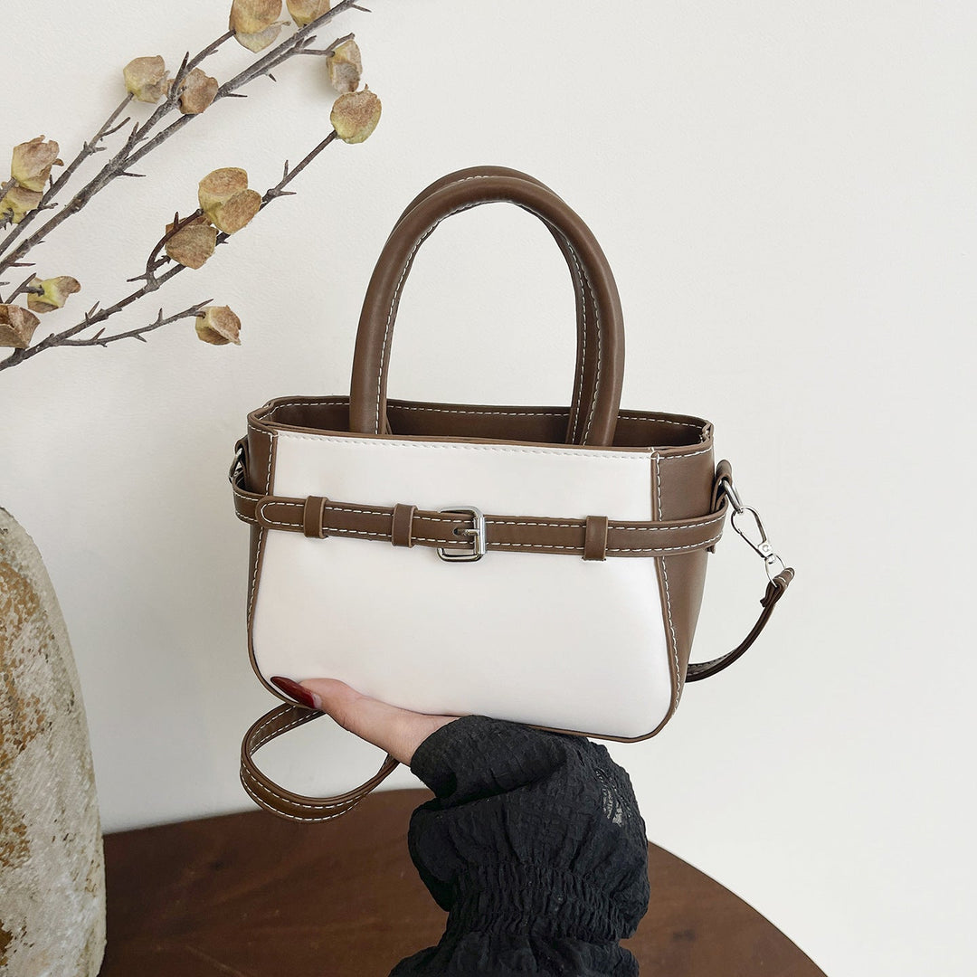 Ladies elegant mini handbag with double carrying handle and removable shoulder chain