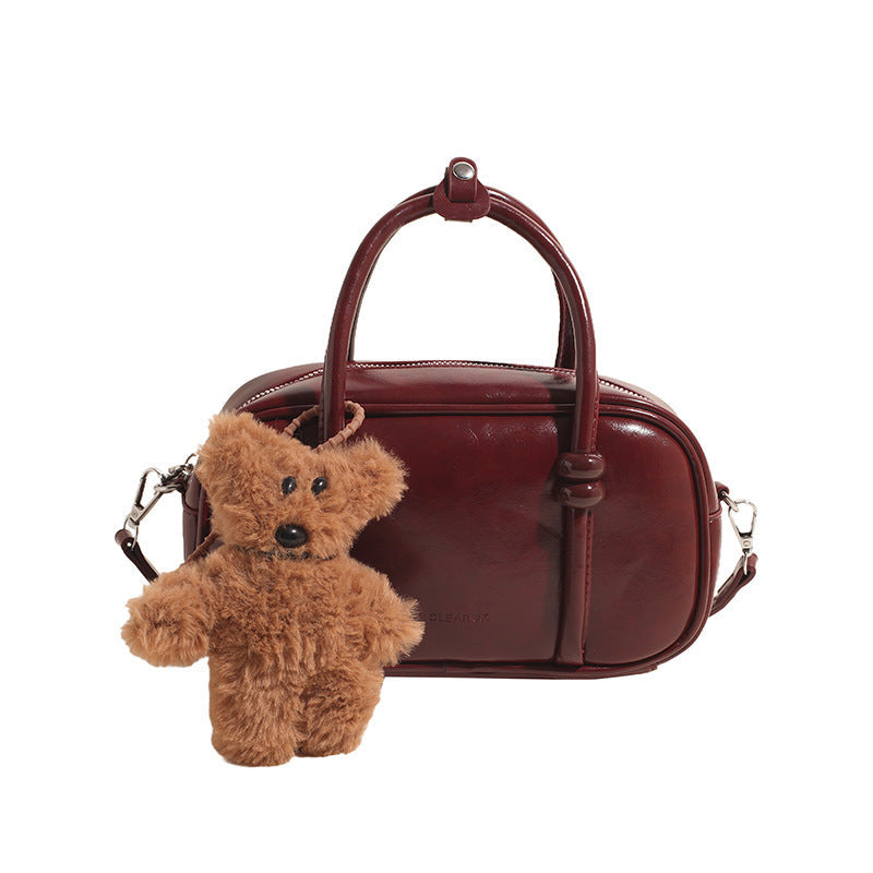 Women's Mini Handbag with Charming Bear Pendant