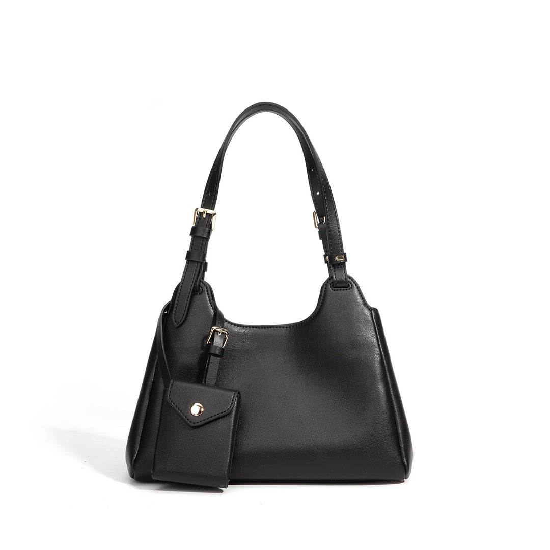 Women’s hobo bag made of high-quality leather with detachable mini-wallet