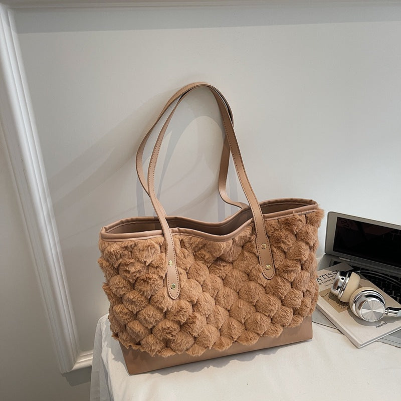 Women's tote bag made of high-quality synthetic leather with textured surface