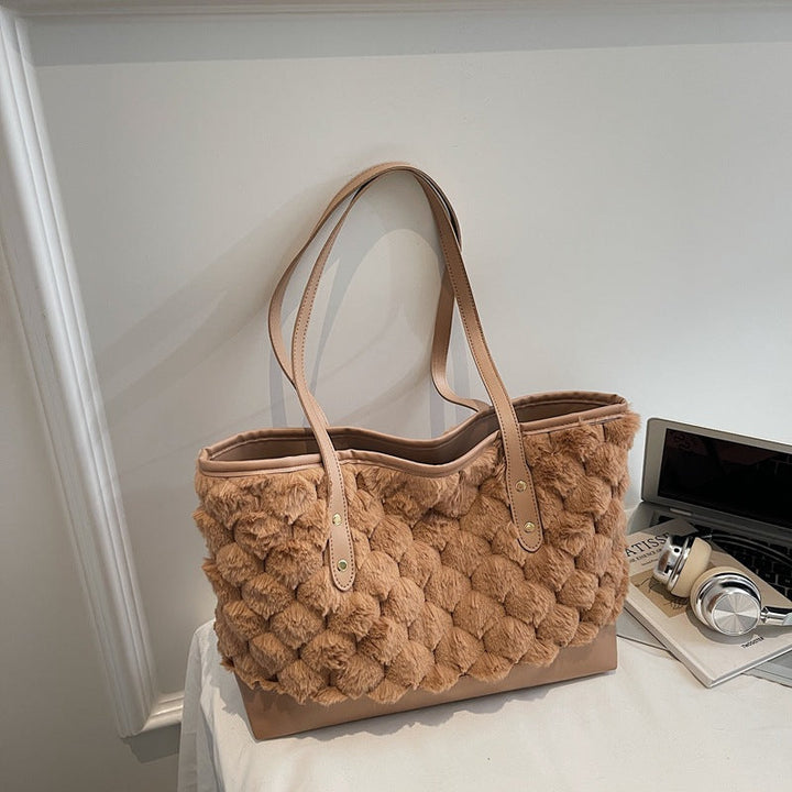 Women's tote bag made of high-quality synthetic leather with textured surface