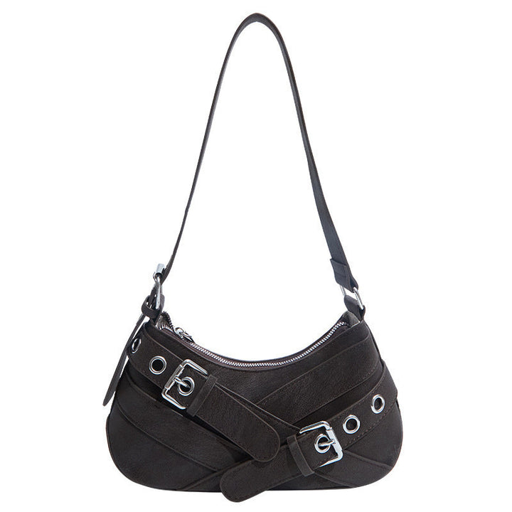 Women's fashionable shoulder bag made of soft suede leather with unique appliqué