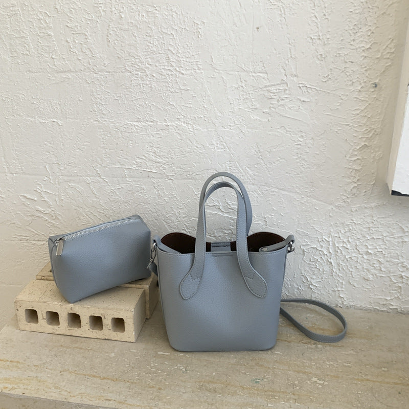 Women's mini shoulder bag with removable cosmetic pouch