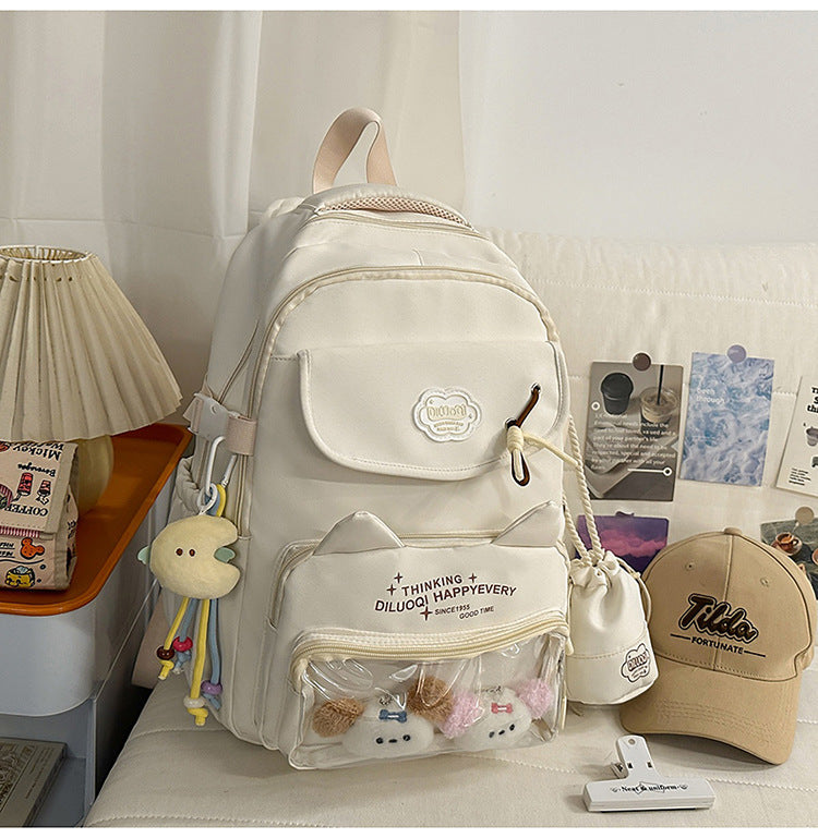 Cat-Designed Multi-Pocket School Backpack