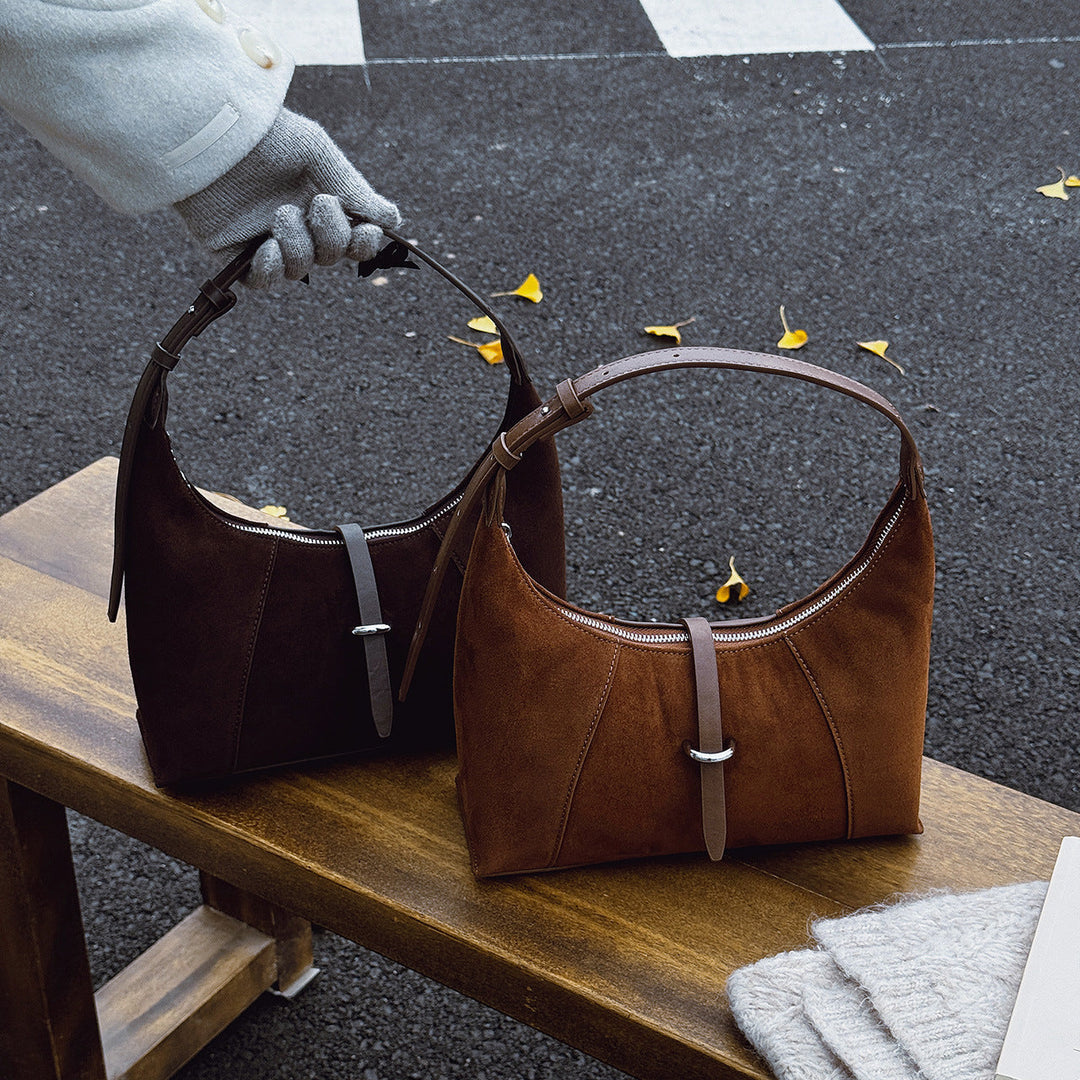 Women high-quality hobo bag made of suede