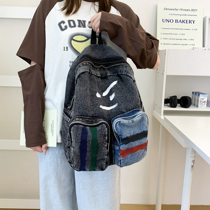 Artistic Denim Backpack