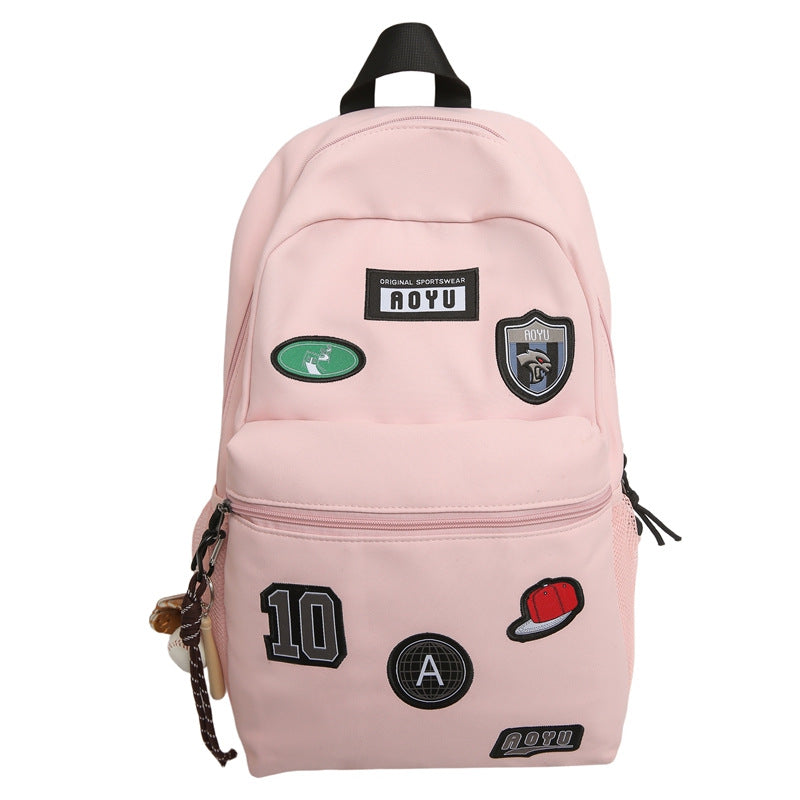 Stylish Graphic Patch School Backpack