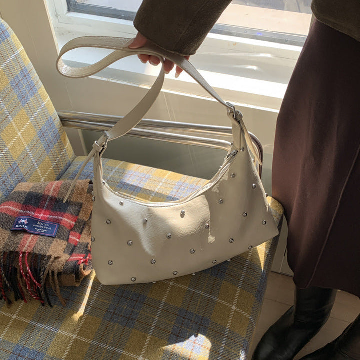 Women's casual shoulder bag with elegant pearl accents