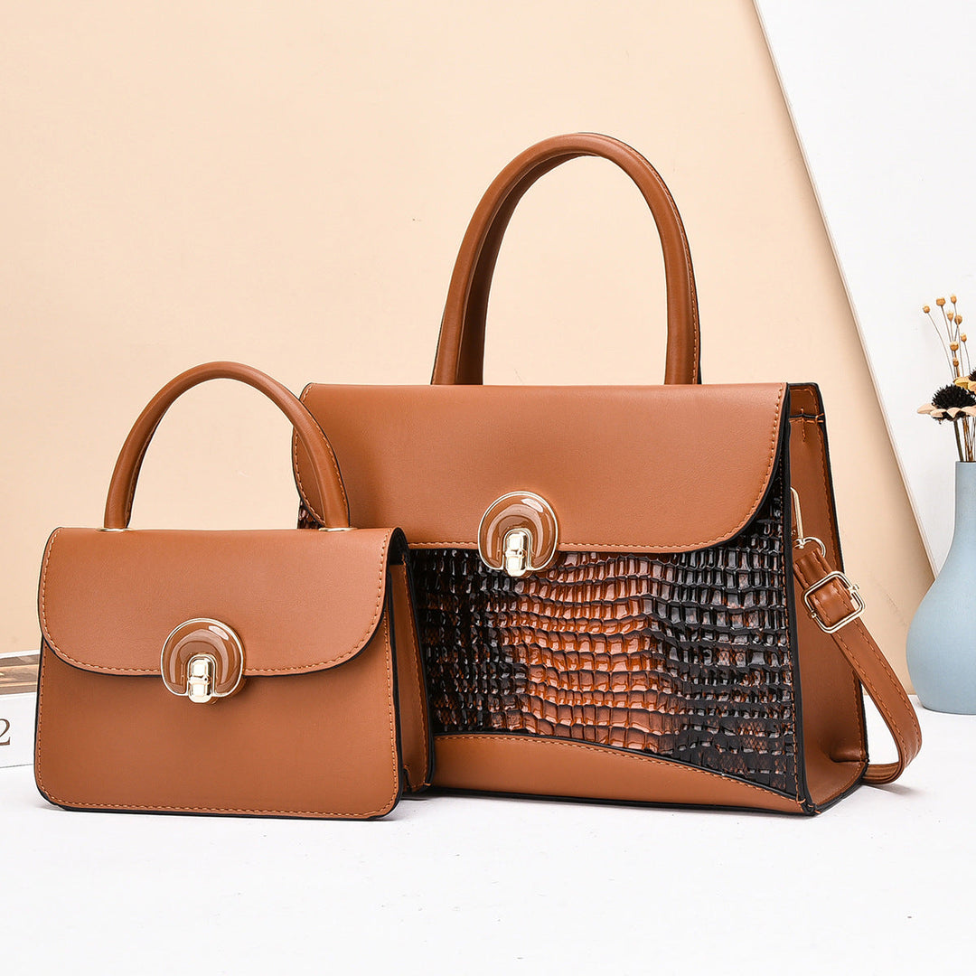 Women's Handbag Set with Luxurious Crocodile Leather Design
