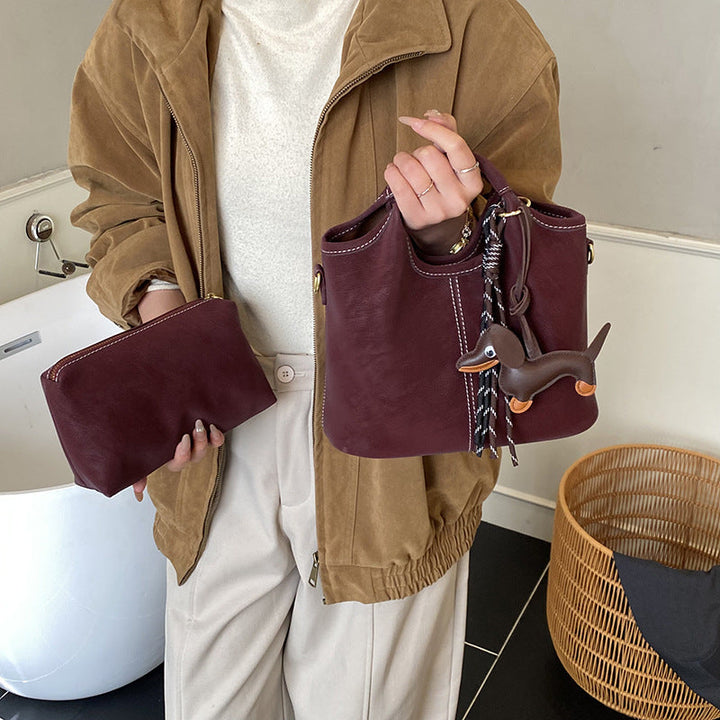 Women supple hobo bag with removable mini wallet