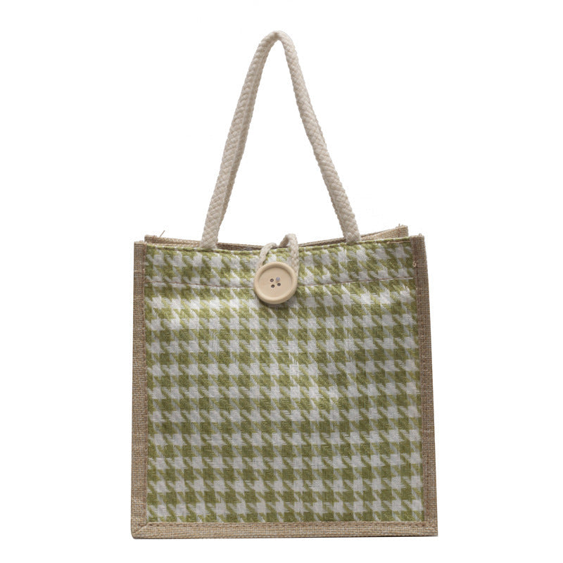 Ladies Jute Bag in classic Houndstooth pattern