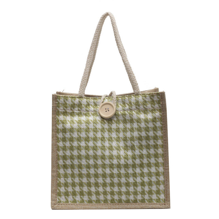 Ladies Jute Bag in classic Houndstooth pattern