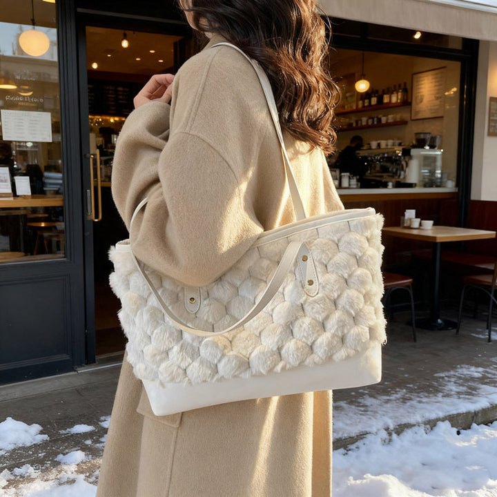 Women's tote bag made of high-quality synthetic leather with textured surface