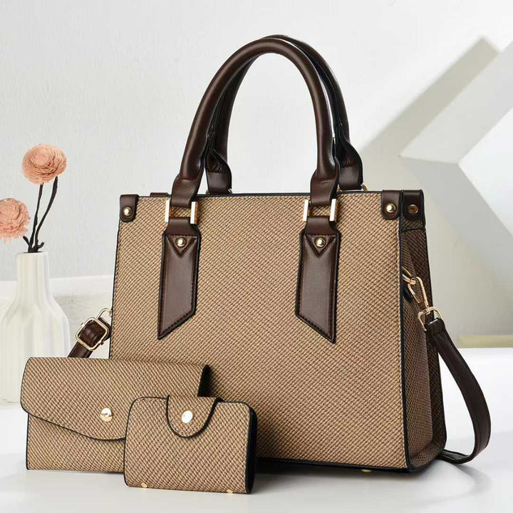 Women's tote bag with textured design and detachable clutch