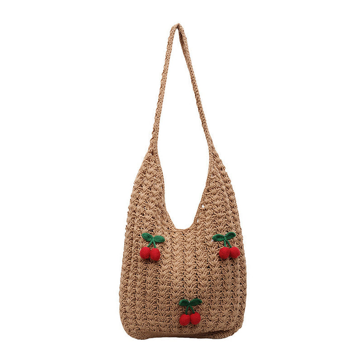 Women Handmade Shoulder Bag with Playful Fruit Appliqués