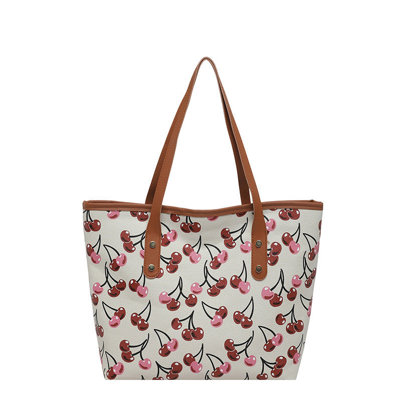 Women Tote Bag with fruity cherry motif