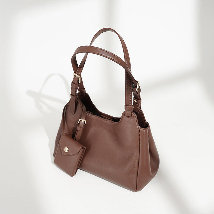 Women’s hobo bag made of high-quality leather with detachable mini-wallet
