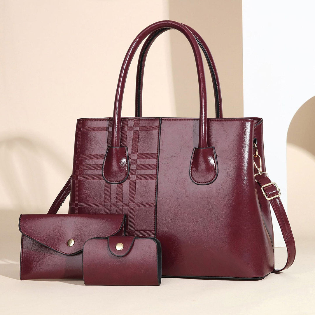 Ladies elegant tote handbag with detachable clutch and additional wallet