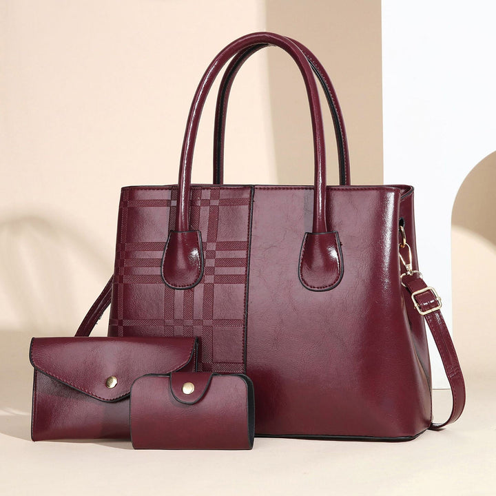 Ladies elegant tote handbag with detachable clutch and additional wallet