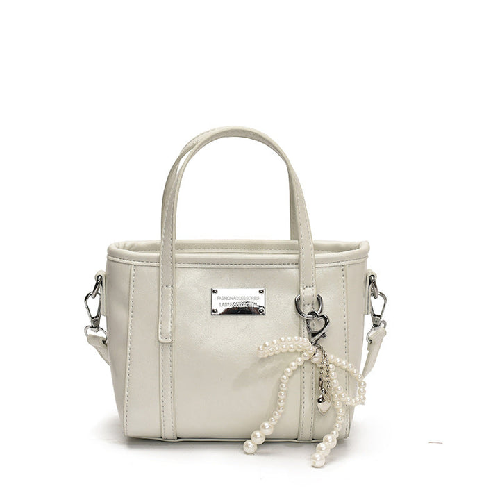 Ladies Mini Handbag with Pearl-Embellished Pendant