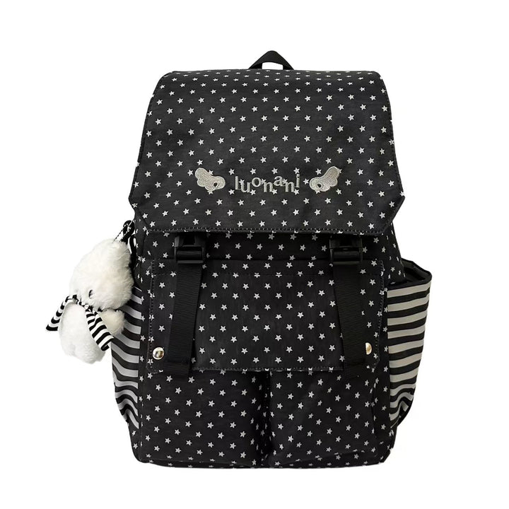 Star-Patterned Multi-Pocket Backpack