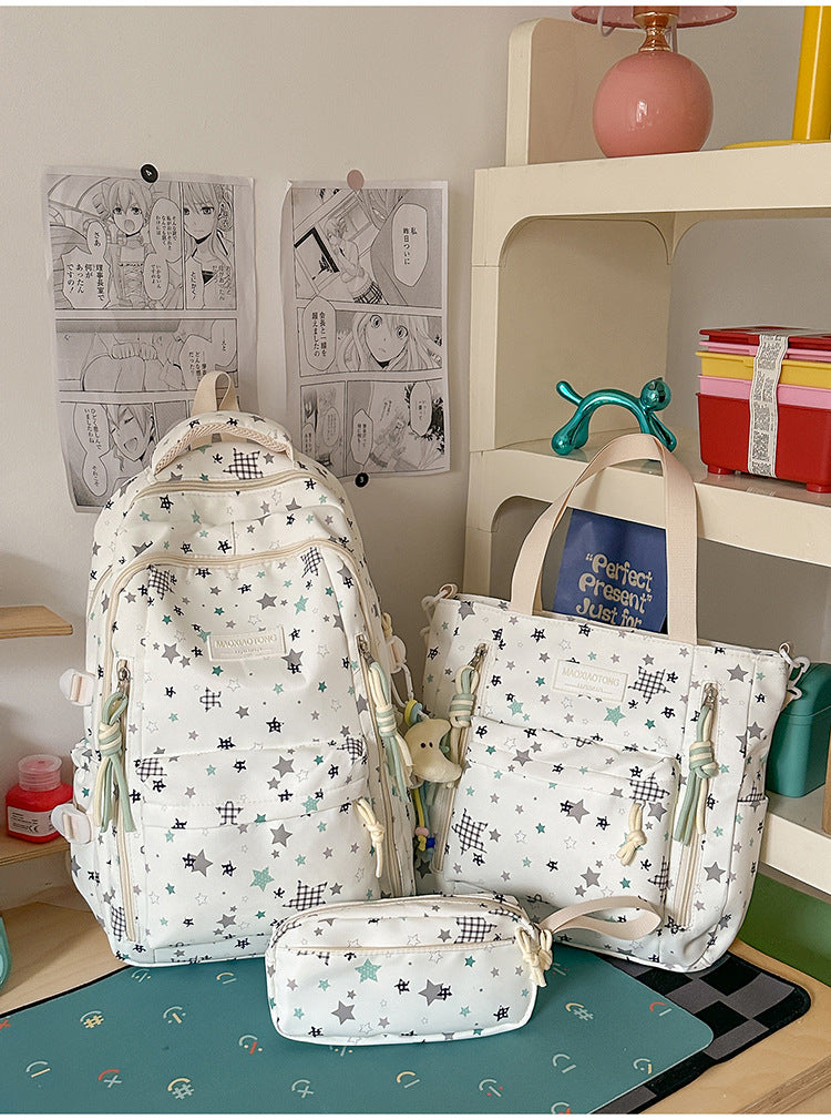 Starry Pattern School Backpack Set