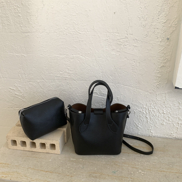 Women's mini shoulder bag with removable cosmetic pouch