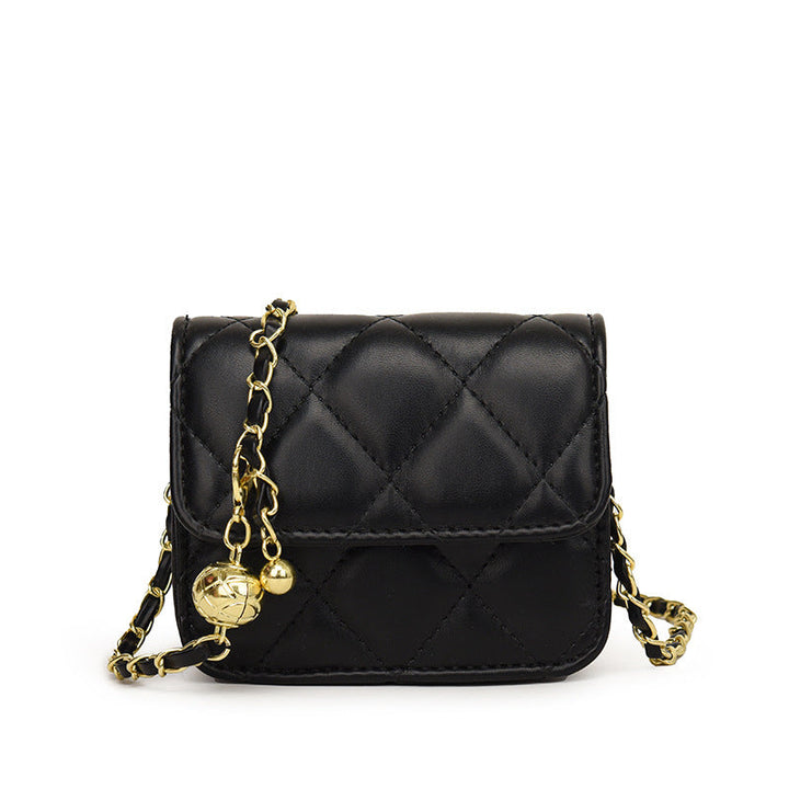 Women's mini crossbody bag with shiny chain and charming pendant
