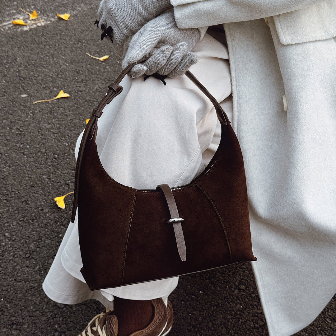 Women high-quality hobo bag made of suede
