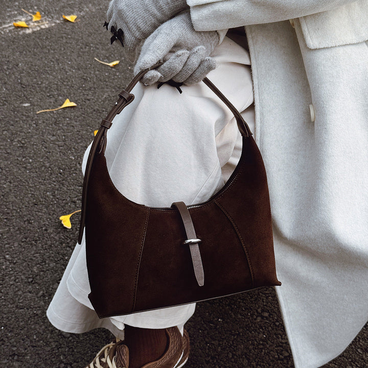 Women high-quality hobo bag made of suede
