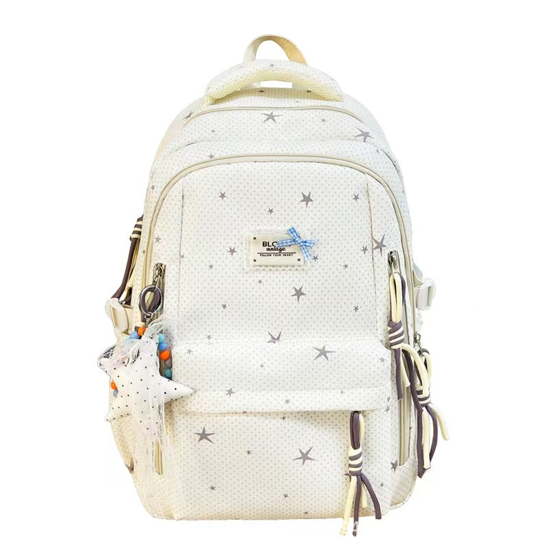 Star-Embellished Multi-Pocket Backpack