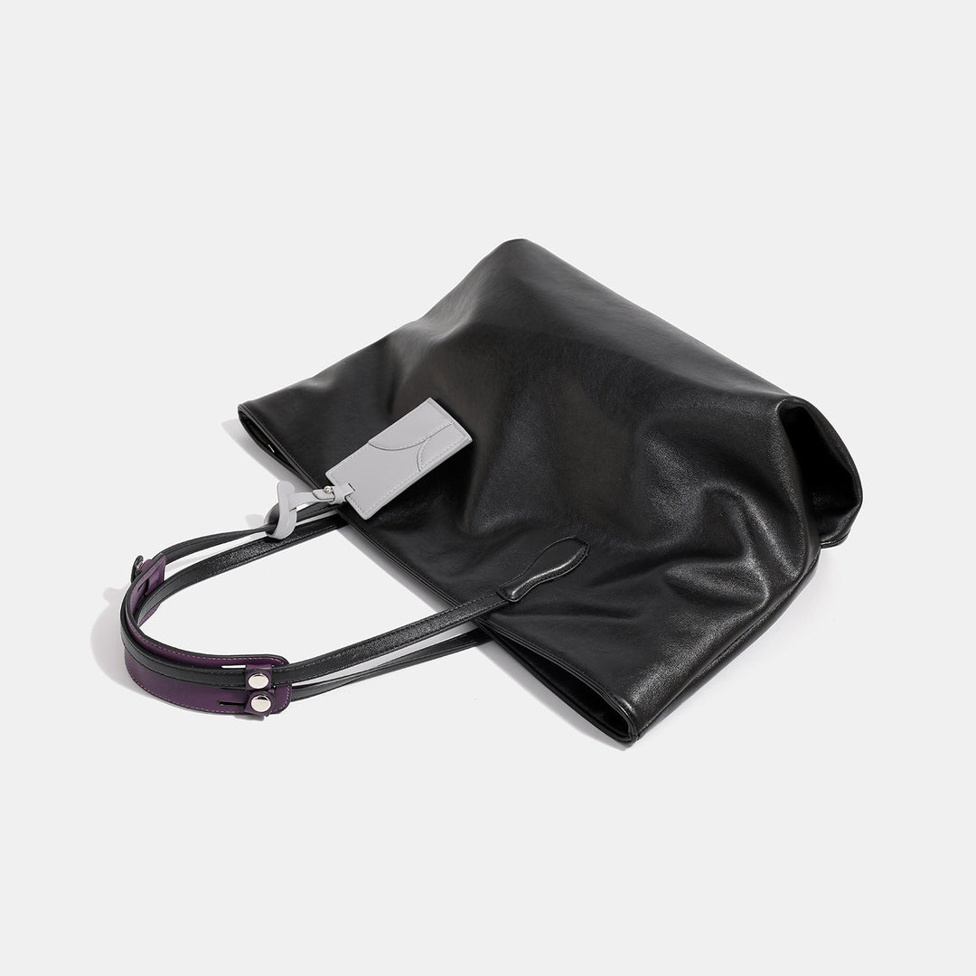 Women high-quality tote bag made of soft synthetic leather with textured design