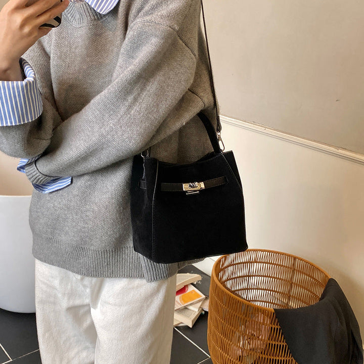 Ladies elegant suede tote bag