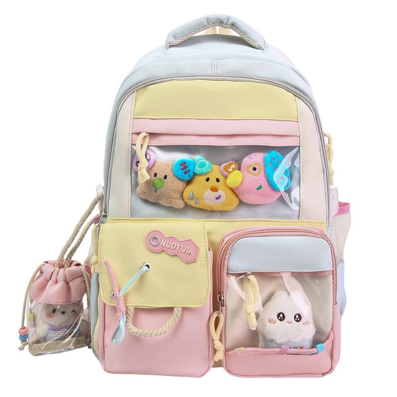 Cute Animal-Themed Multi-Pocket School Backpack