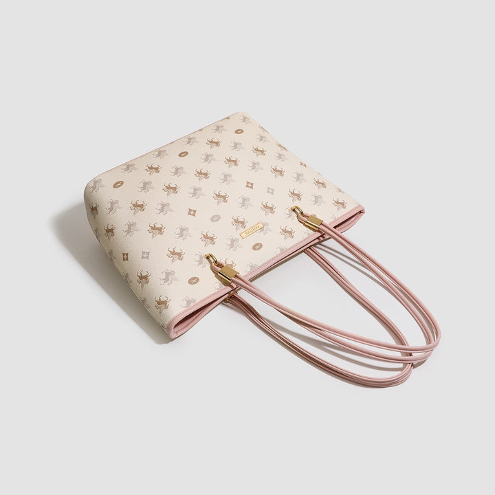 Women's tote bag with elegant horse pattern and sturdy carrying handles