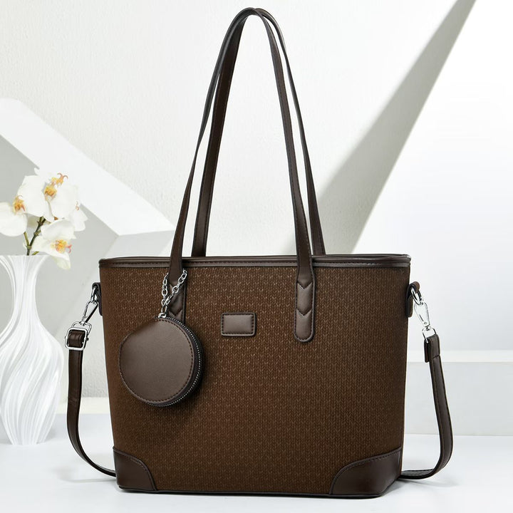 Women elegant tote handbag with textured design and detachable wallet