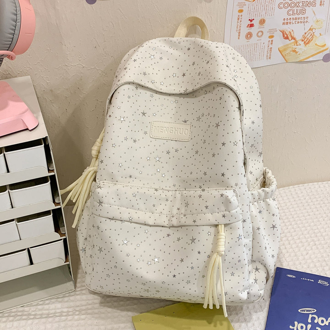 Star-Print Casual School Backpack