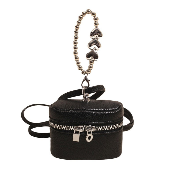 Women’s Mini Shoulder Bag with Decorative Heart Pendant