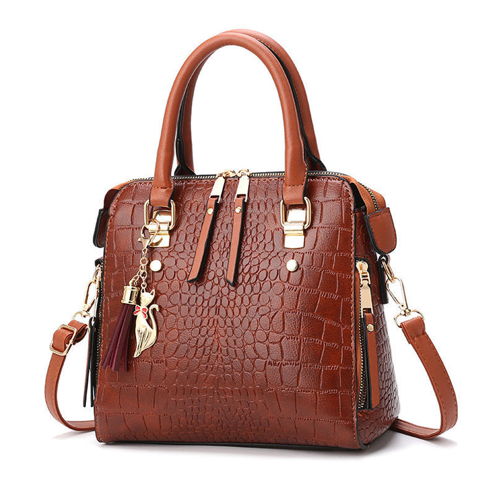 Women's high-quality tote handbag with stylish crocodile leather look and removable shoulder strap