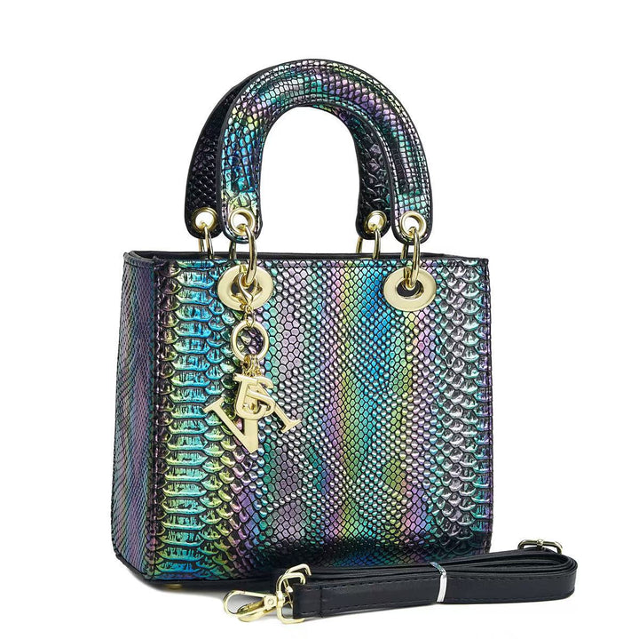 Ladies elegant mini handbag in modern snakeskin look with removable shoulder strap