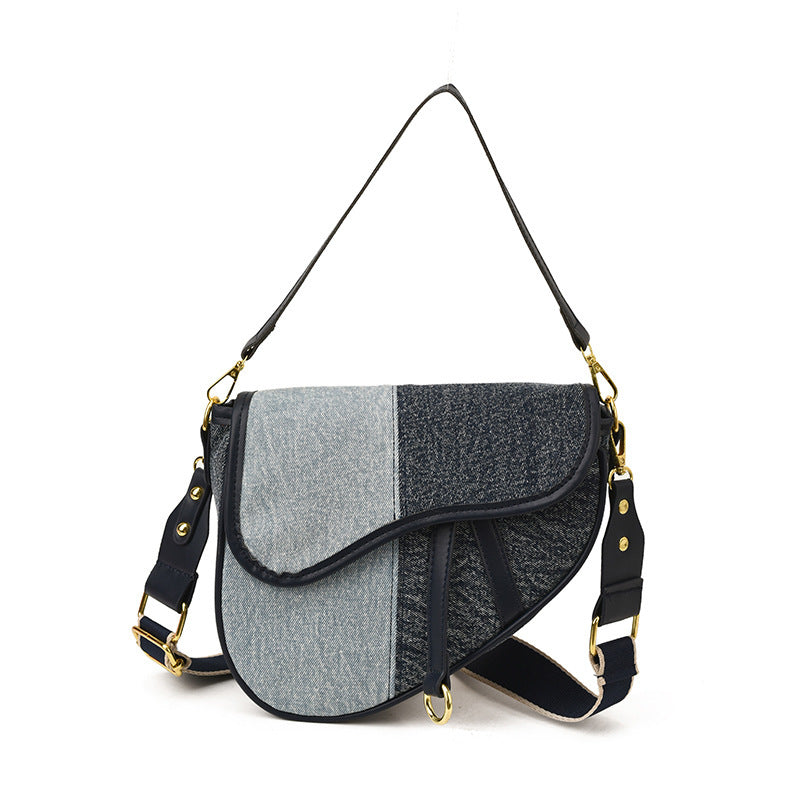 Women’s shoulder bag made of durable denim with adjustable shoulder strap
