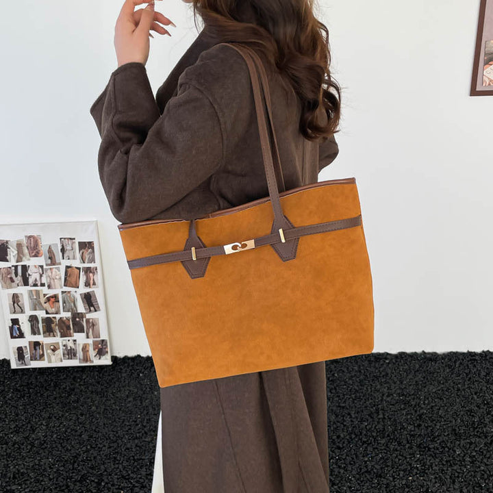Women versatile tote bag made of soft suede