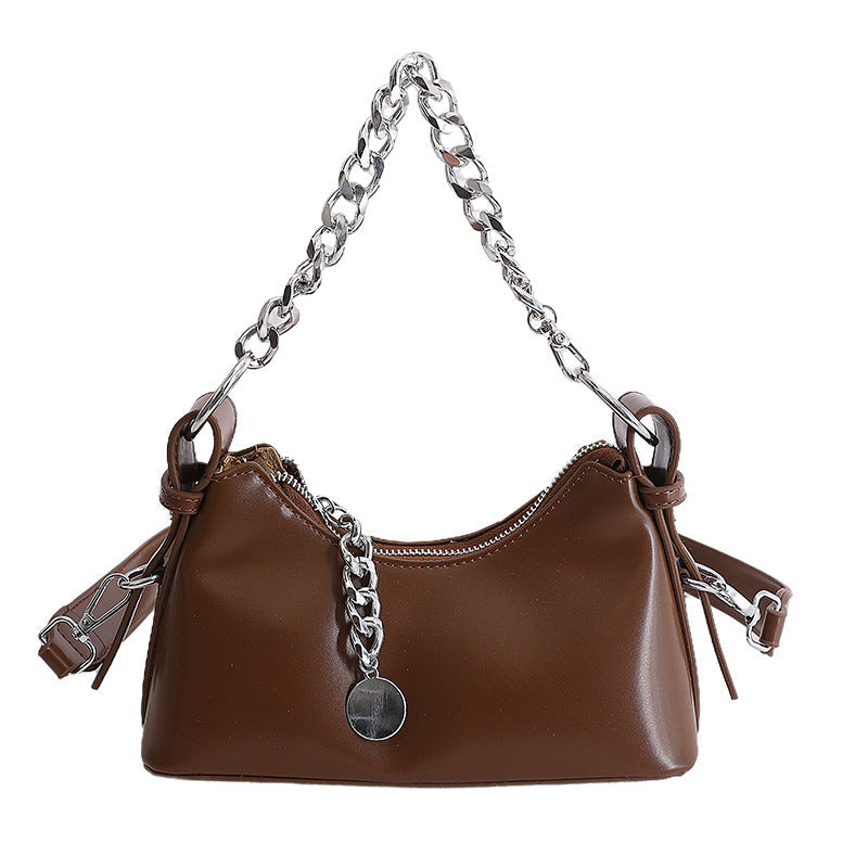 Women's fashionable shoulder bag with sparkling chain accent