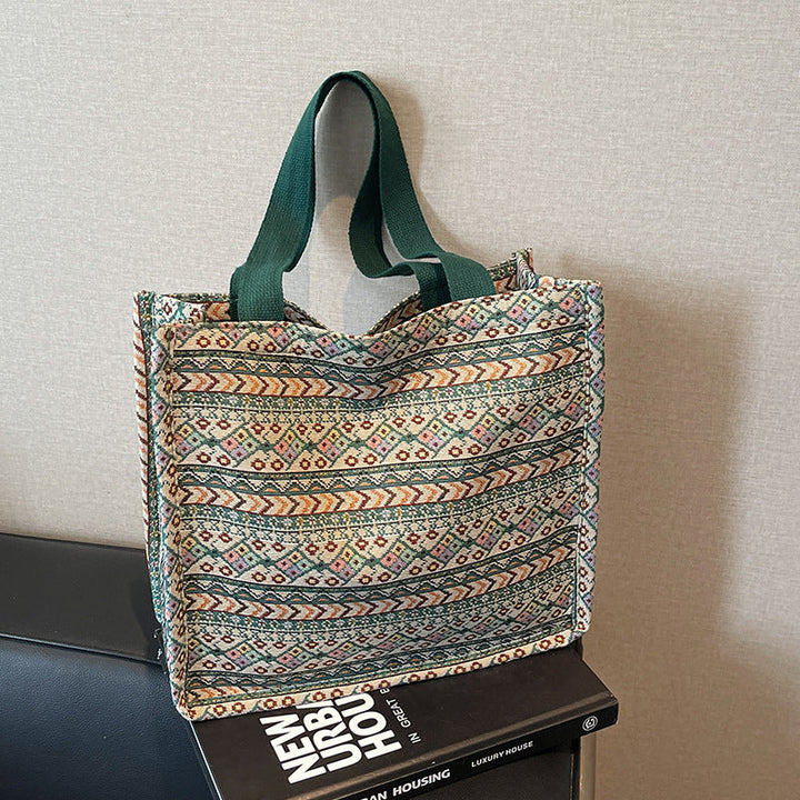 Women's shopping bag with artistic ethnic pattern