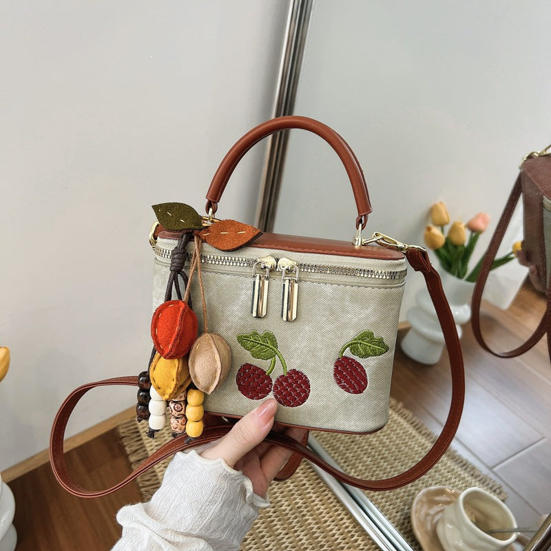 Women's practical shoulder bag with cute fruit motif and practical inner pocket