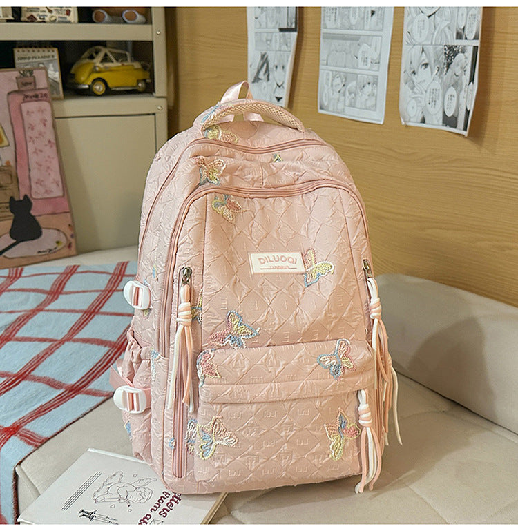 Floral Embroidered Durable School Backpack