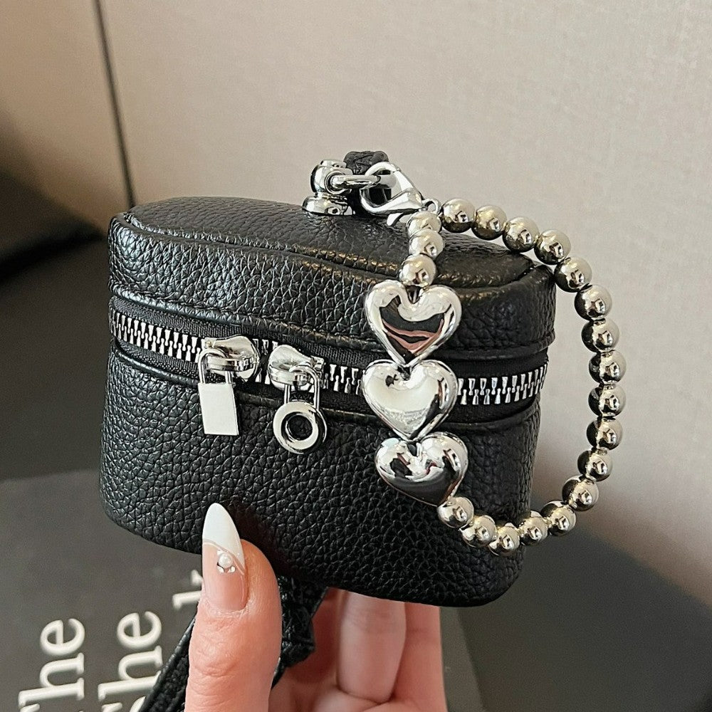 Women’s Mini Shoulder Bag with Decorative Heart Pendant