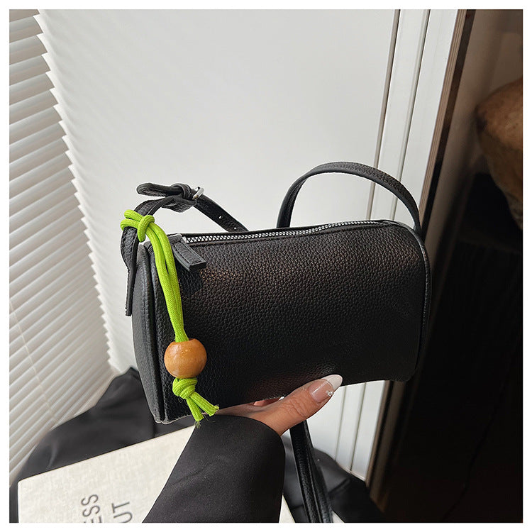 Women's Shoulder Bag made of high-quality synthetic leather with colorful drawstring