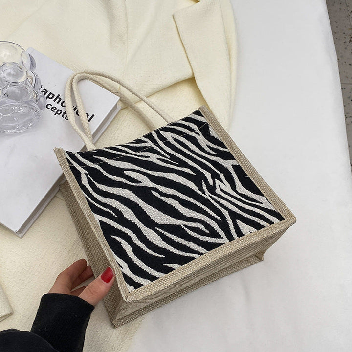 Ladies Jute Bag in classic Houndstooth pattern